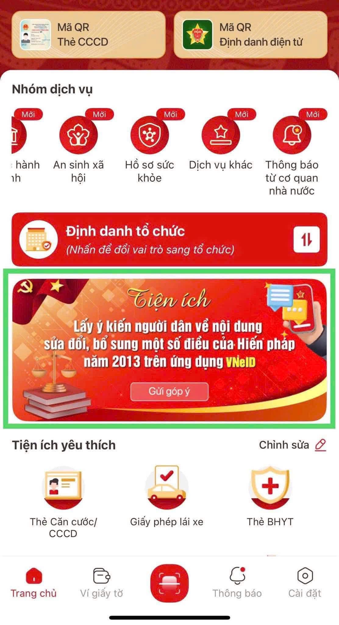 HƯỚNG DẪN THỰC HIỆN GÓP Ý SỬA ĐỔI, BỔ SUNG MỘT SỐ ĐIỀU CỦA HIẾN PHÁP NĂM 2013 TRÊN ỨNG DỤNG VNEID